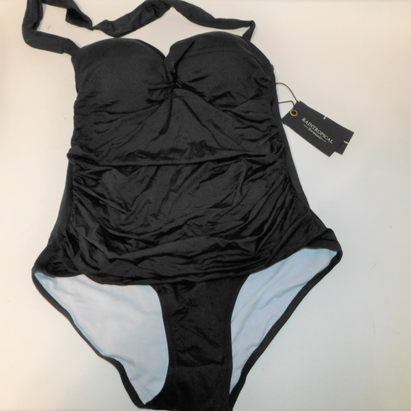 ***NWT Rain Tropical Black One Piece Swim Suit XL - Picture 2 of 5